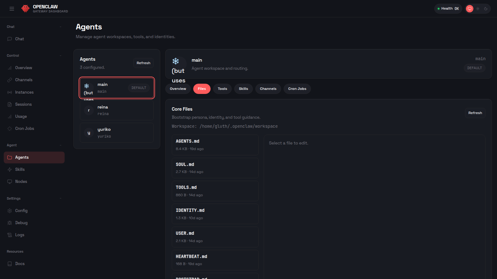 Agent Files tab screenshot